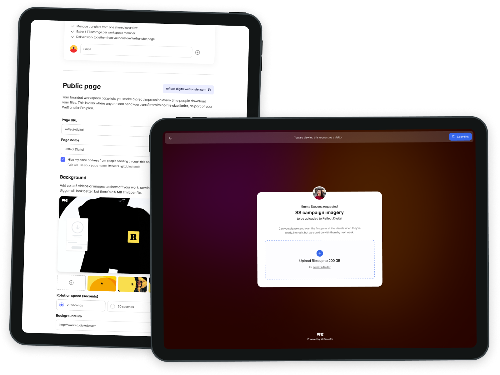 Snapshot of workspace settings and transfer request feature designs